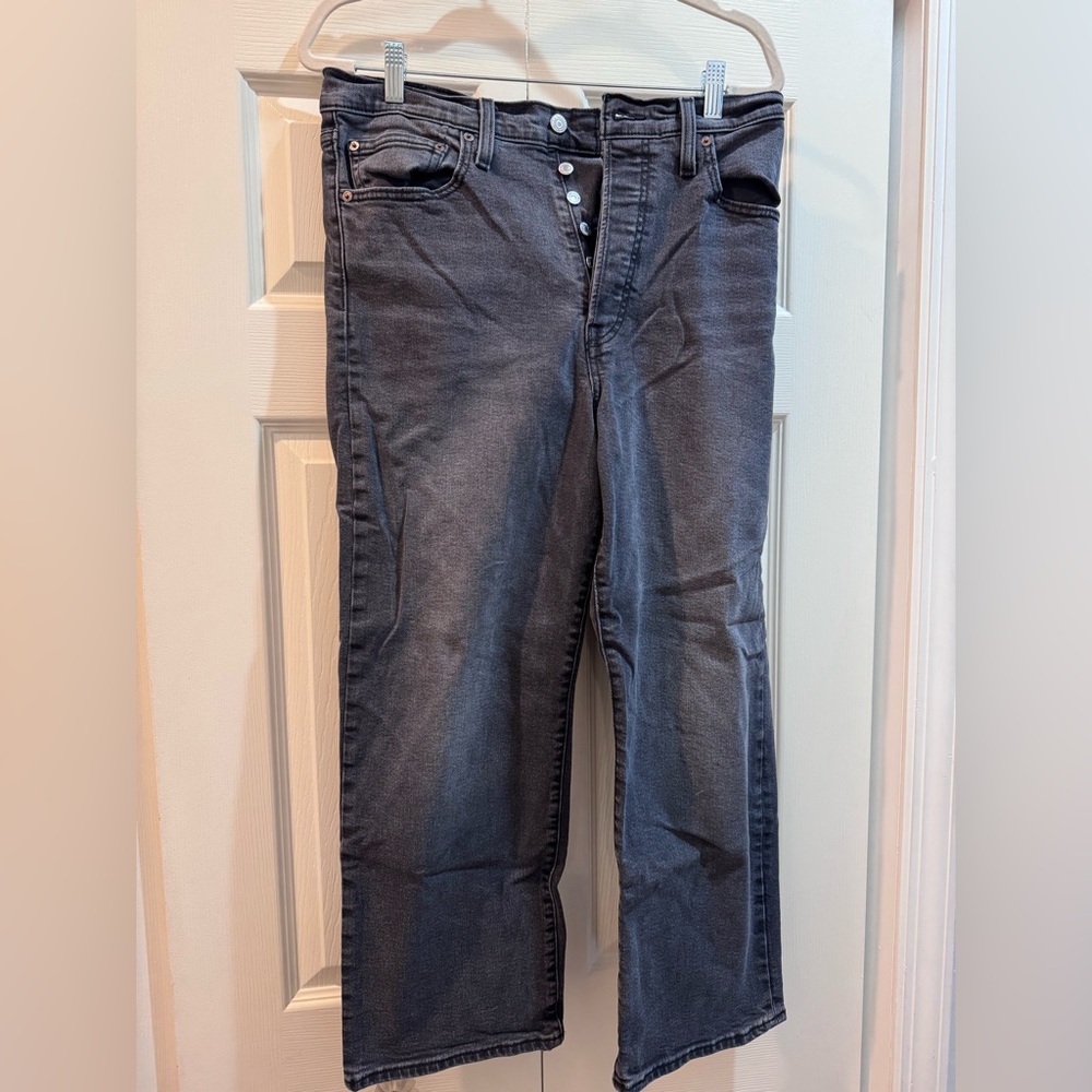 Levi's Women's Ribcage Straight Leg Ankle Jeans - Washed Black/Gray